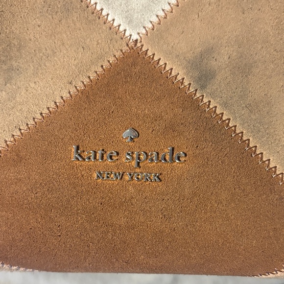 kate spade Patchwork Suede & Leather Shoulder Bag in Tan and Cream - Picture 2 of 6